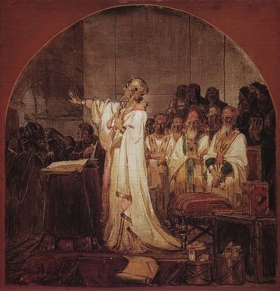 Третий Вселенский Собор (в центре - Кирилл Александрийский). Художник: Василий Суриков