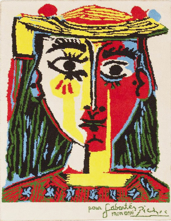 Винтажный ковер Пабло Пикассо «Женщина в шляпе»