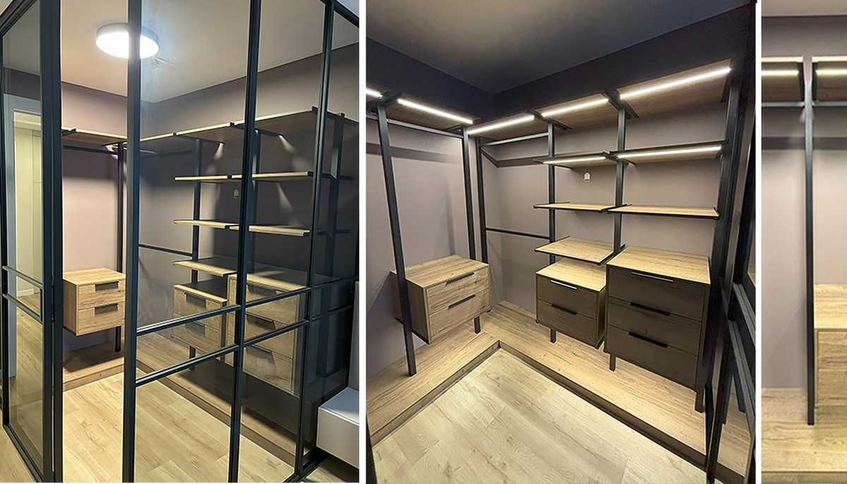 Гардеробная с металлической конструкцией 