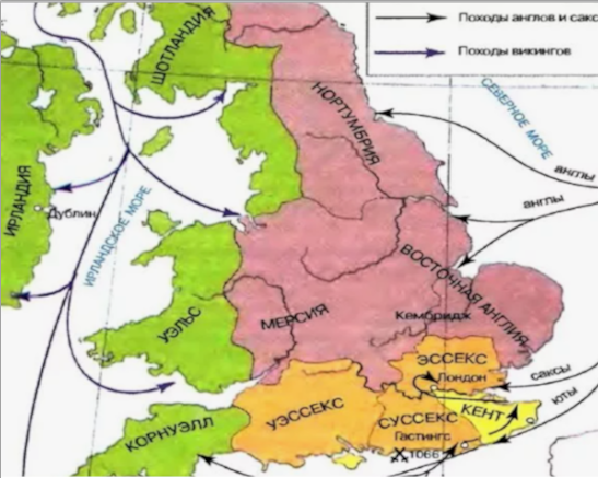 Карта средневековой Англии до объединения королевств