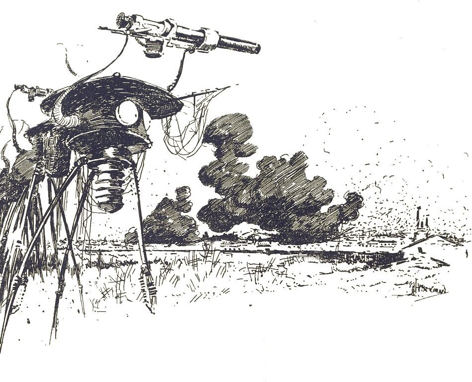 ИЛЛЮСТРАЦИЯ К РОМАНУ ГЕРБЕРТА УЭЛЛСА ВОЙНА МИРОВ " ОТ ХУДОЖНИКА ЭНРИКЕ АЛВИМА КОРРЕА  / Henrique Alvim Correa