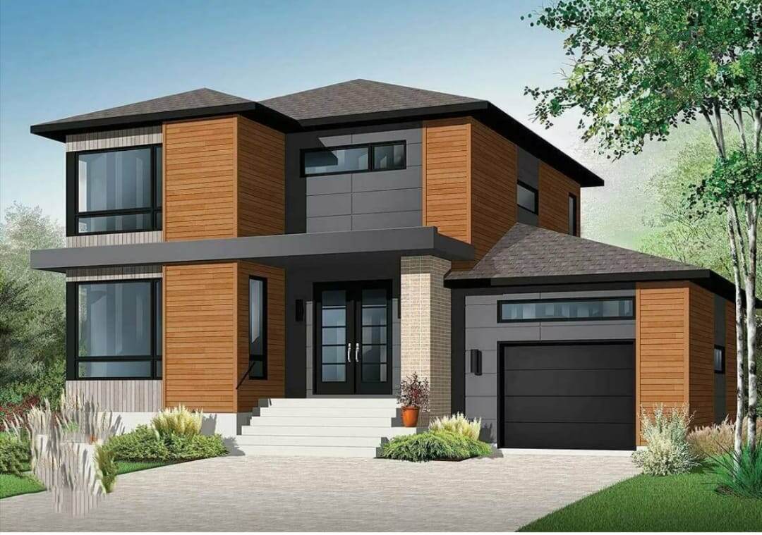 Двух этажный дом с гаражом.