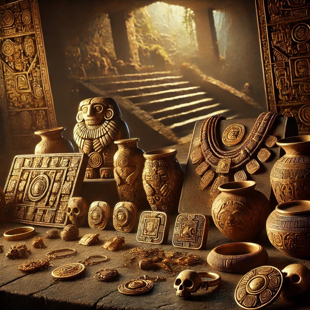 артефакты Майя или инков, найденные в древних руинах