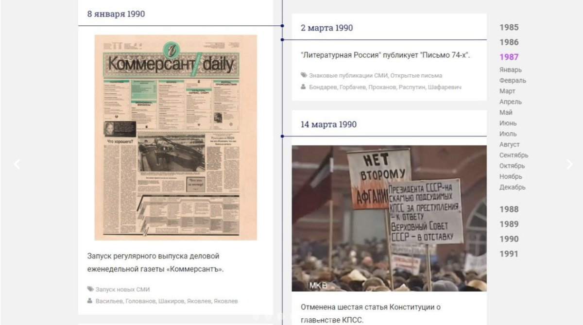 Фрагмент проекта «Рождение российских СМИ». https://sdelano.media/birthmedia/