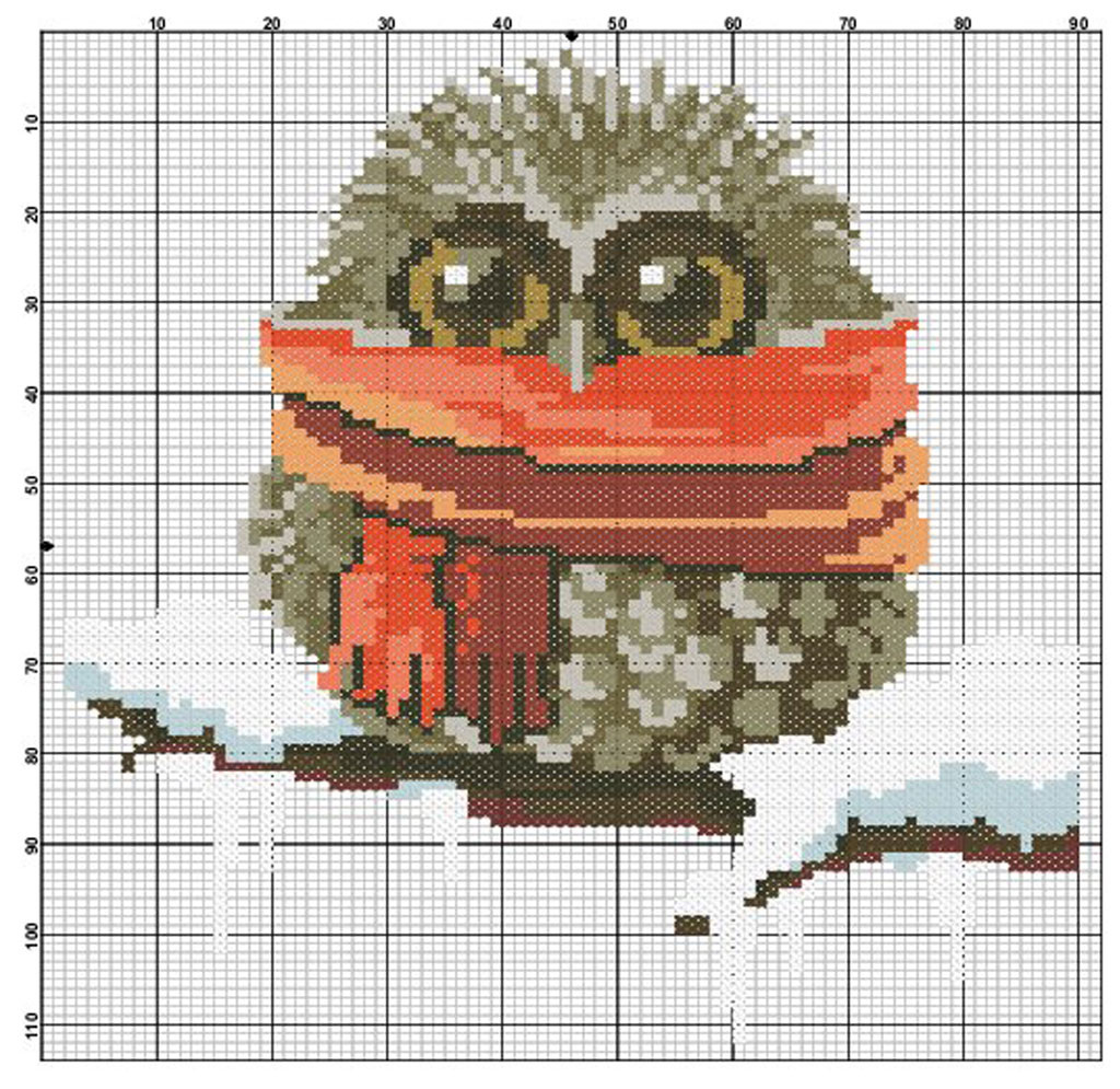 Размер 88 на 110 стежков, цветов 13.