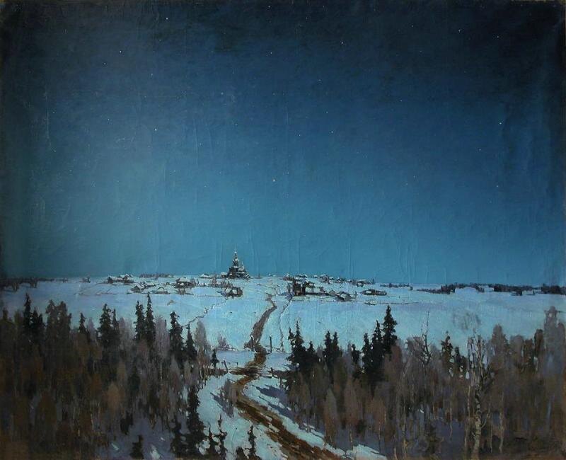 М.М.Гужавин. Лунная ночь зимой. 1916. Краснодарский краевой художественный музей имени Ф.А. Коваленко.