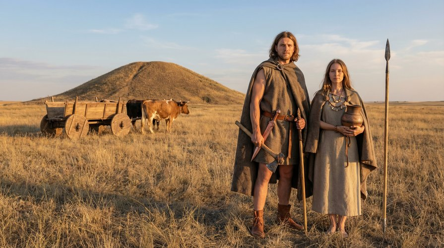 Представители ямной культуры, современная фото реконструкция