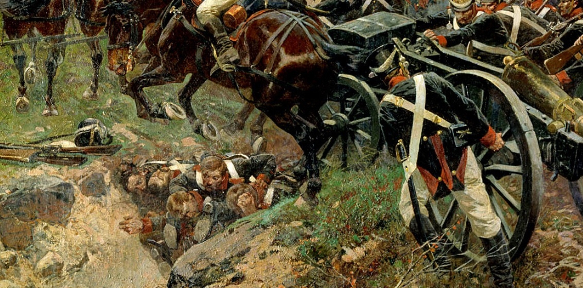 "Живой мост" - фрагмент картины Франца Рубо (1897 г.)