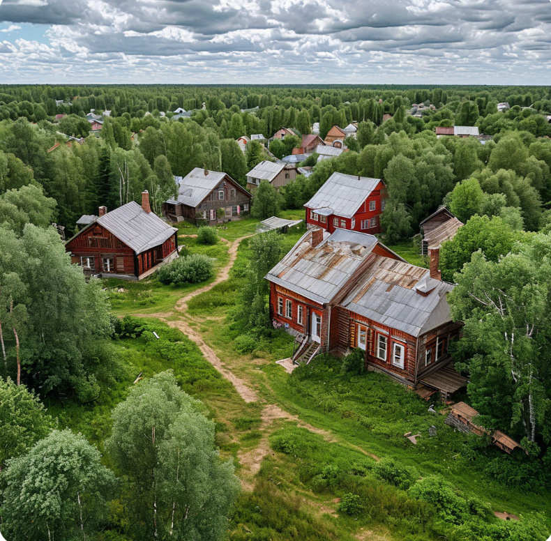 Деревня в лесу…