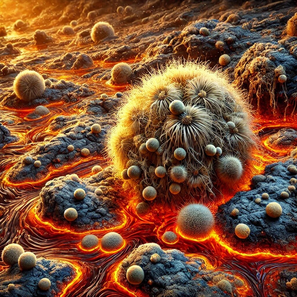 Железные бактерии в лавовых потоках