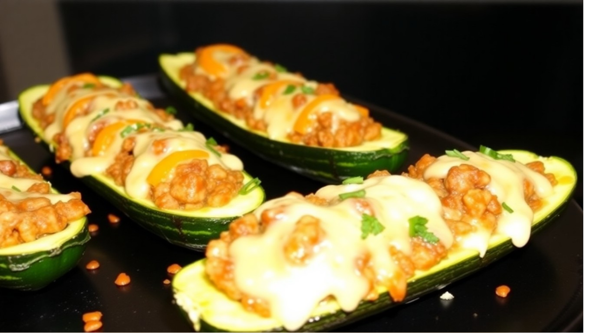 Лодочки из цуккини с говяжьим фаршем 