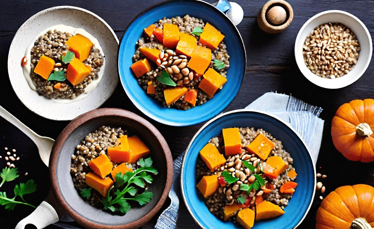 Каша гречневая с тыквой и овощами 
