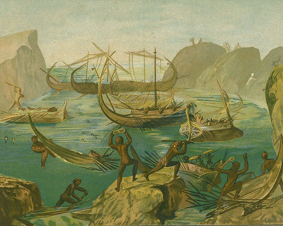 Лестригоны нападают на корабли Одиссея / Public domain – commons.wikimedia.org