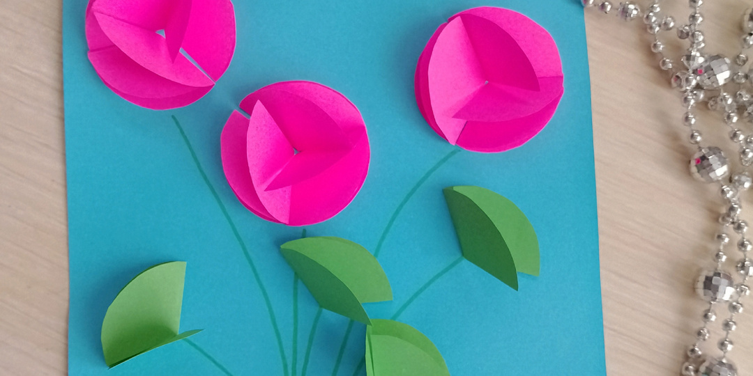 Цветы из бумаги Аппликация или весенняя открытка своими руками