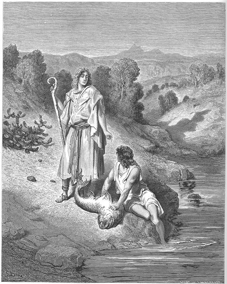 Товит и Ангел. Гюстав Доре. Христианское искусство. Азбука Веры: https://azbyka.ru/art/tovit-i-angel/