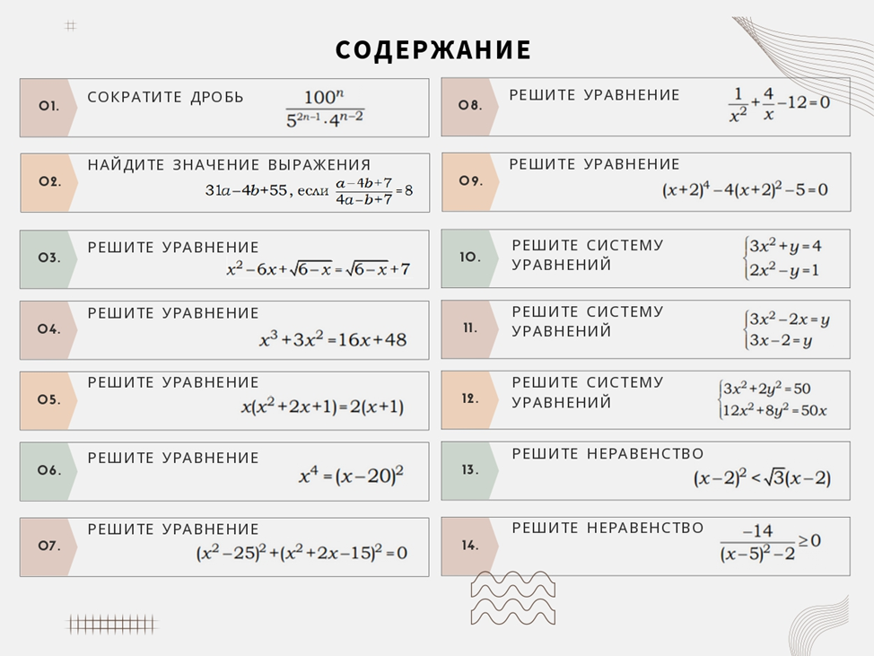 Все прототипы, которые могут встретиться в задании №20