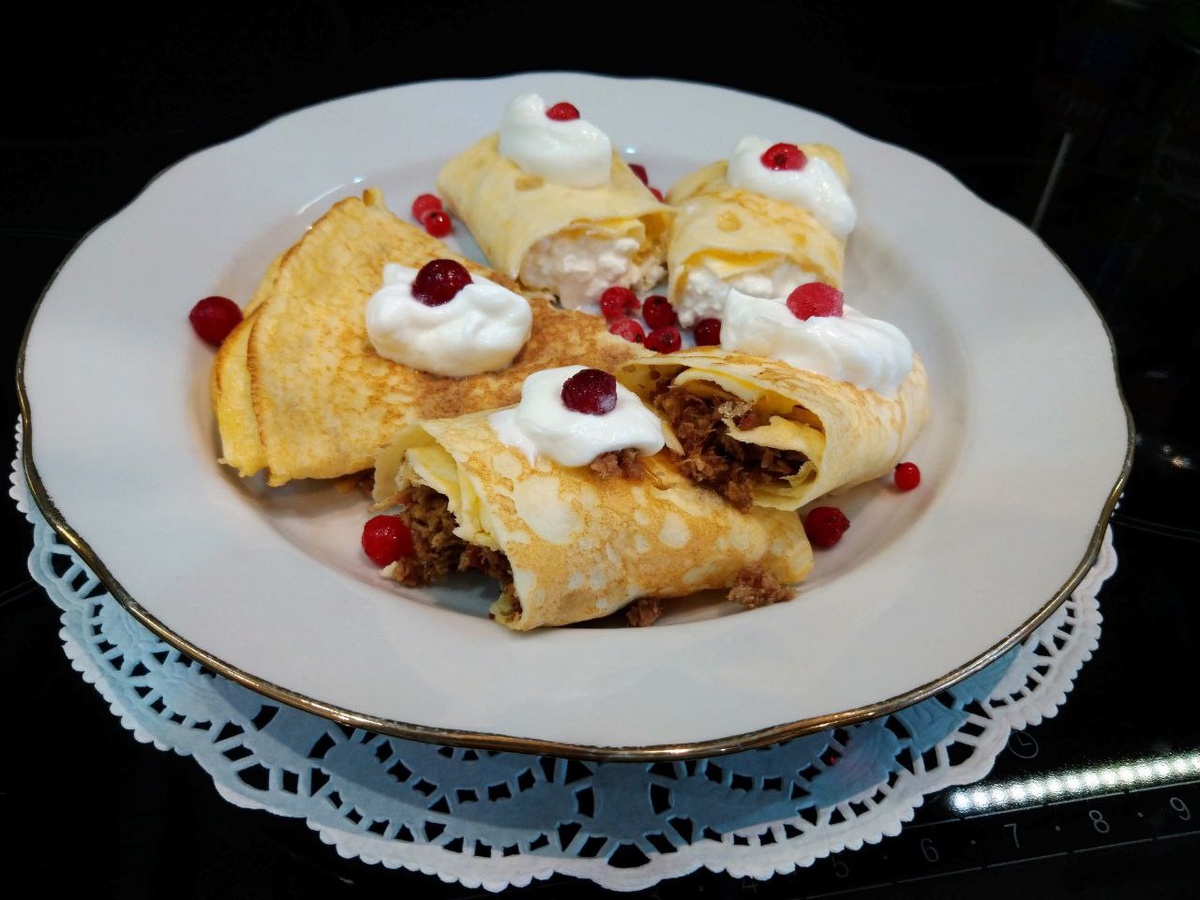 Блинчики из бамбуковой клетчатки. Начинка из мяса. Фото Л.Васильевой.