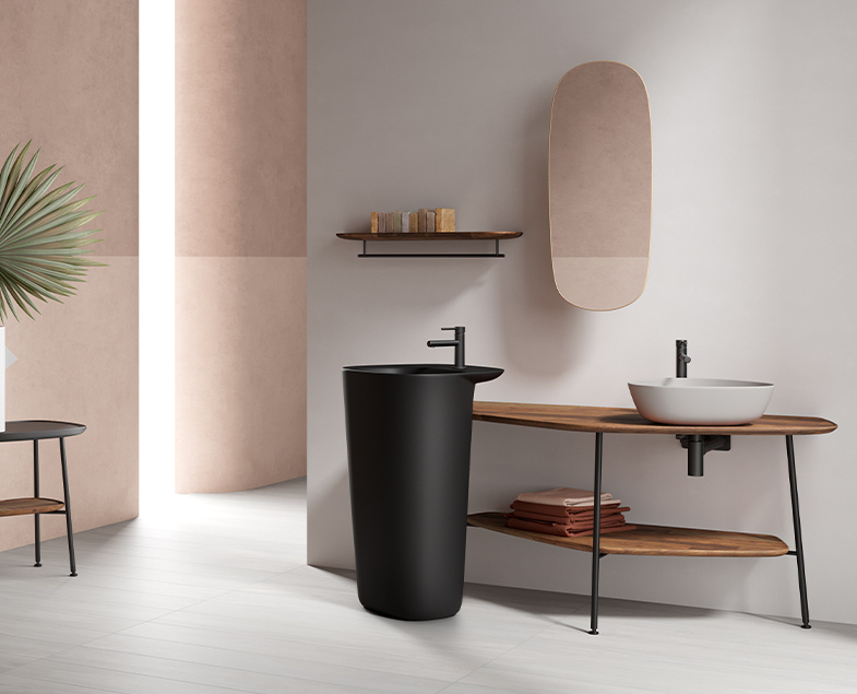 фото из открытых источников, Раковина-моноблок Plural с переливным отверстием, 50 см, цвет черный матовый