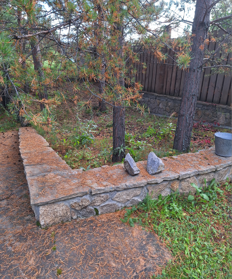 Благоустройство сада в лесу.