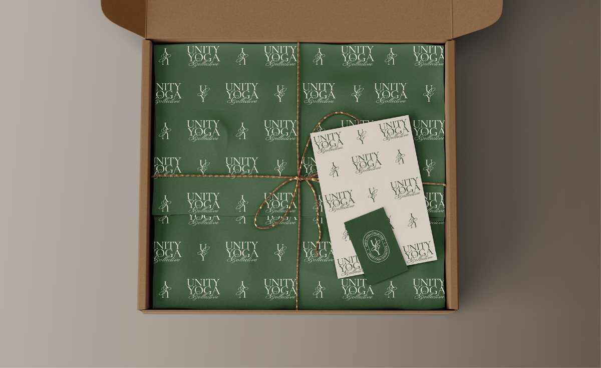 Дизайн упаковки для Unity Yoga Collective, разработанный Modernista Creative Studio