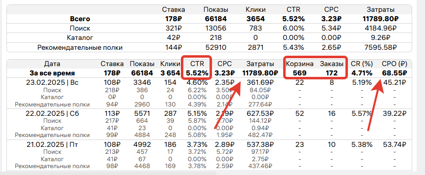 статистика автоматической рекламной кампании