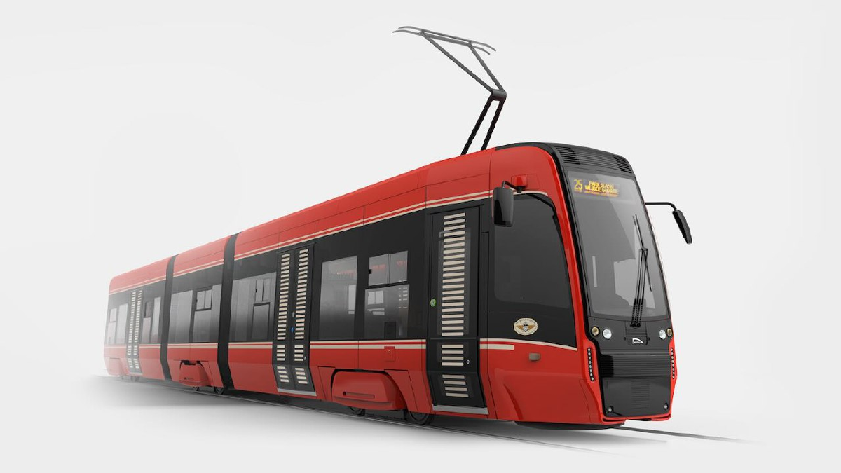 Рендер трехсекционного трамвая Pesa для перевозчика Tramwaje Śląskie. Источник: Pesa