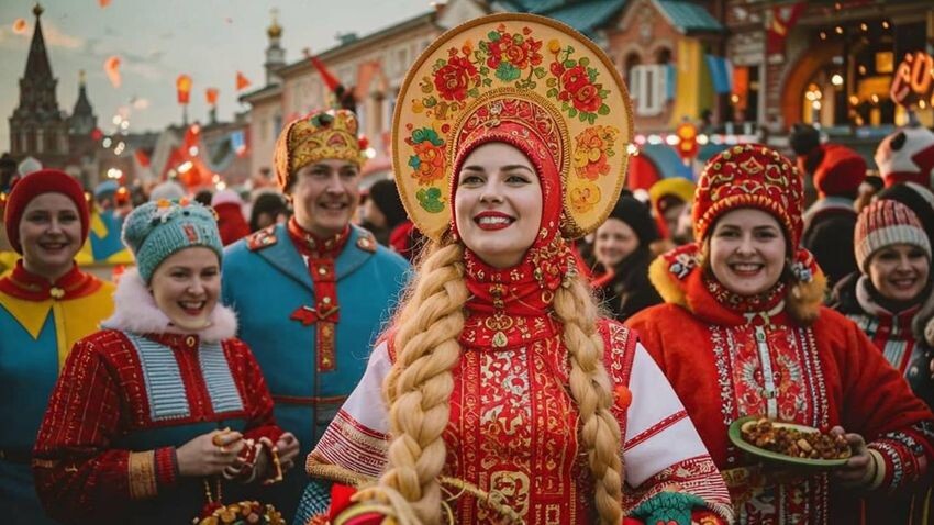 На Масленицу всегда было принято наряжаться во все красивое. Фото сгенерировано нейросетью Kandinsky по мотивам публикации