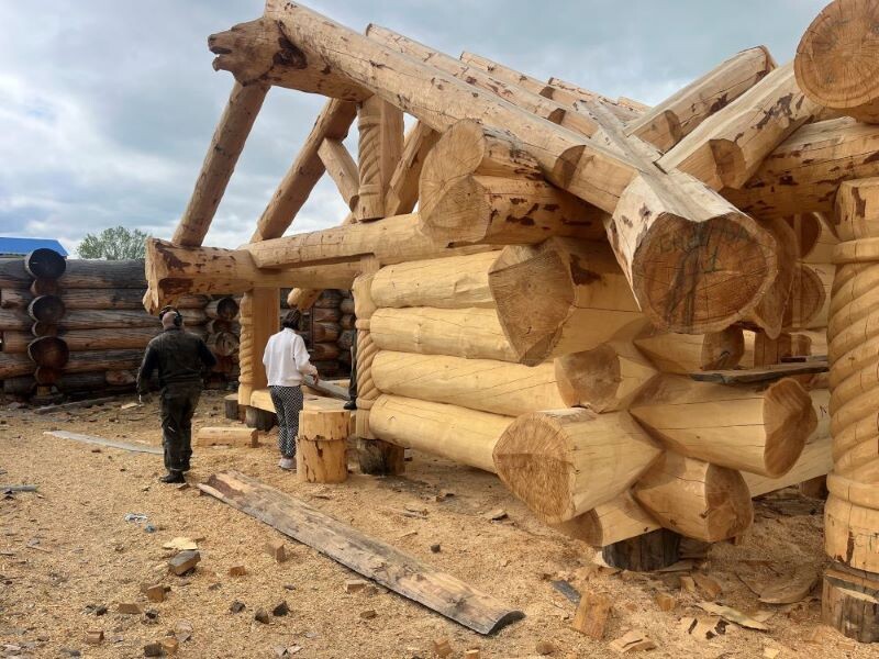 Сруб в диком стиле. Рубленное бревно кедра от 50 ссм. Медвежий лог