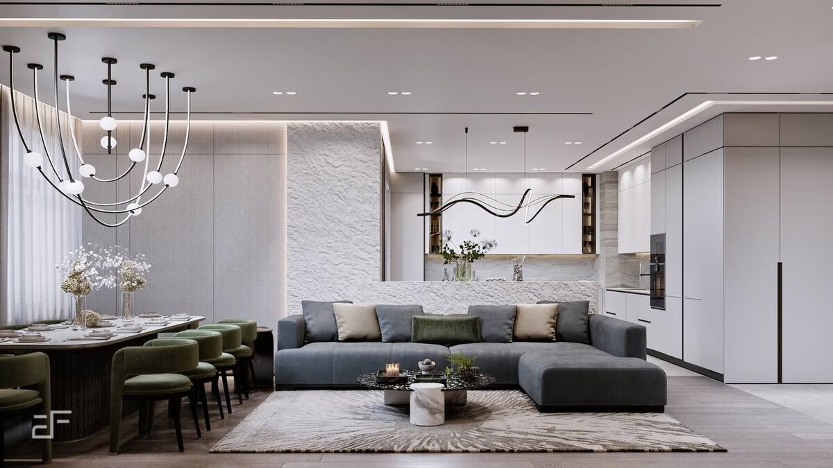 Природная гармония в дизайне многофункциональной гостиной