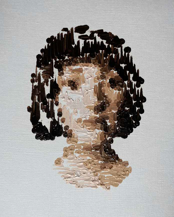 Self-portrait with new arm, by AI robot painter Ai-Da