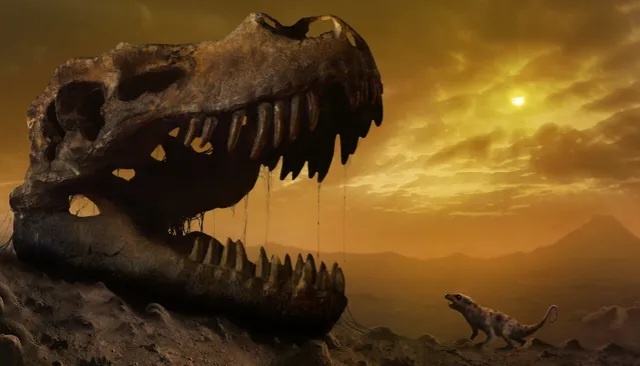 Катастрофическое столкновение с астероидом 66 миллионов лет назад уничтожило 75% видов на Земле, в том числе нептичьих динозавров. (Изображение предоставлено: MARK GARLICK/SCIENCE PHOTO LIBRARY через Getty Images)