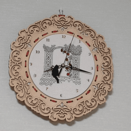 Часы, вышитые по схеме из сети с использованием ниток Гамма Клауд