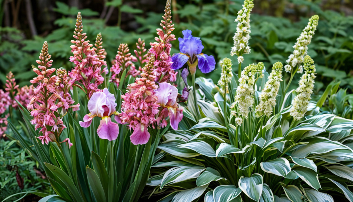 Хоста, Лилейник, Очиток, Астильба, Ирисы бородатые