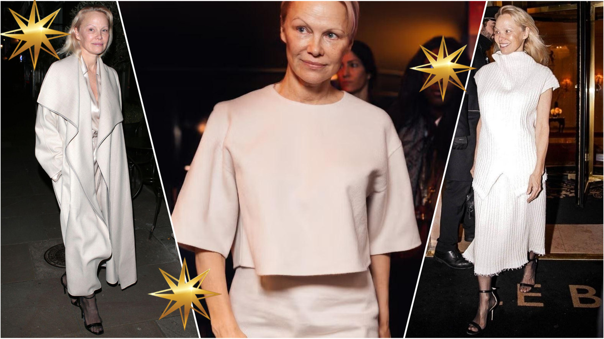 Памела Андерсон в белом кашемире