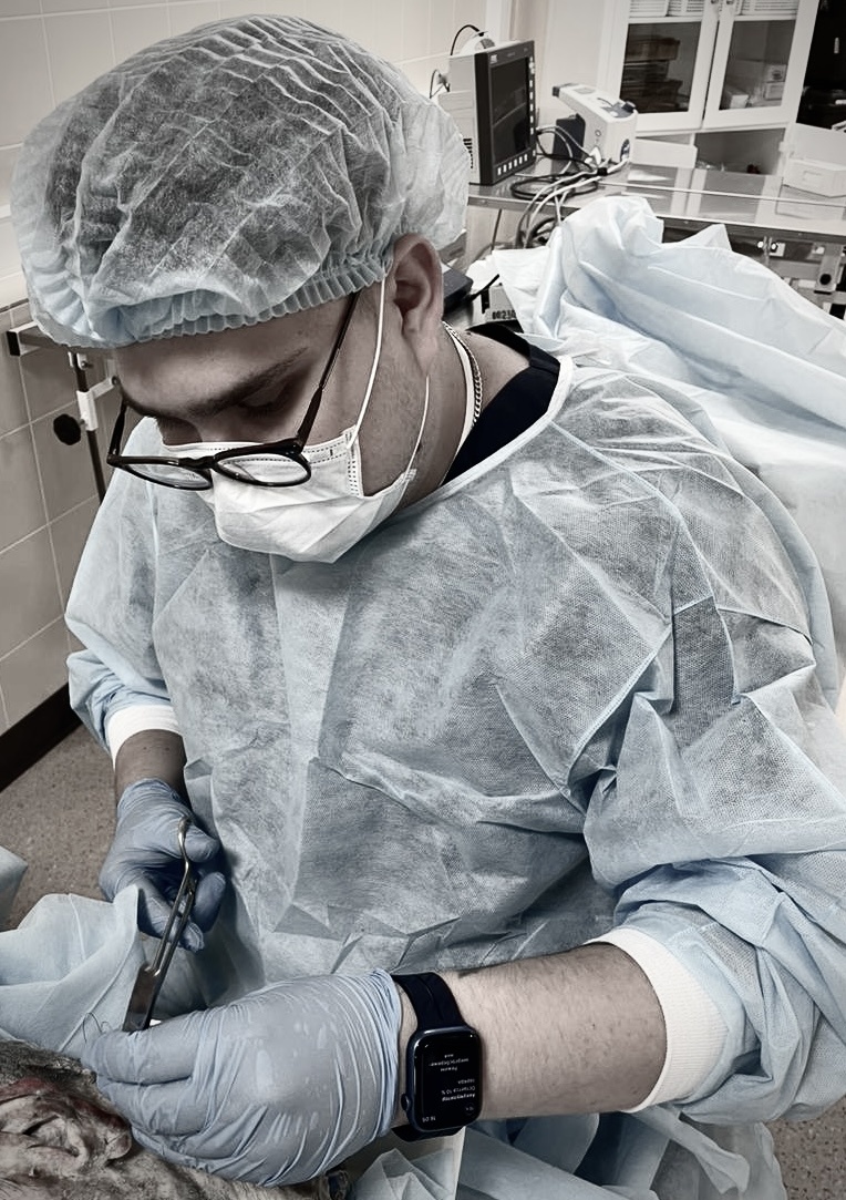 Зашиваю кадаверный материал. 