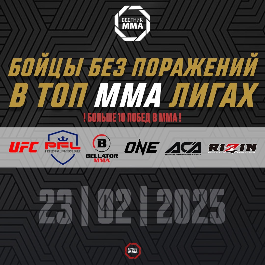 Бойцы без поражений в ТОП ММА лигах 23.02.2025