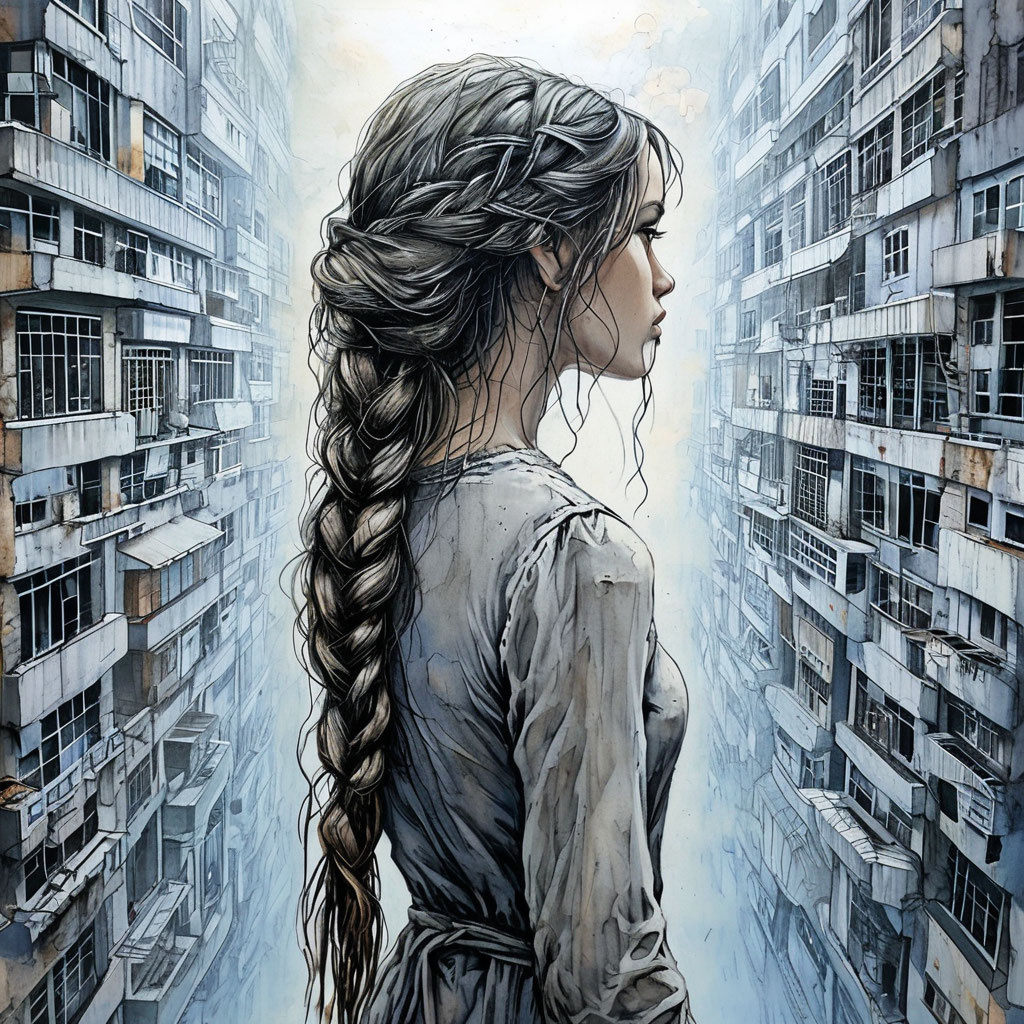 Одинокие города, одинокие небеса... Изображение от ИИ Шедеврум