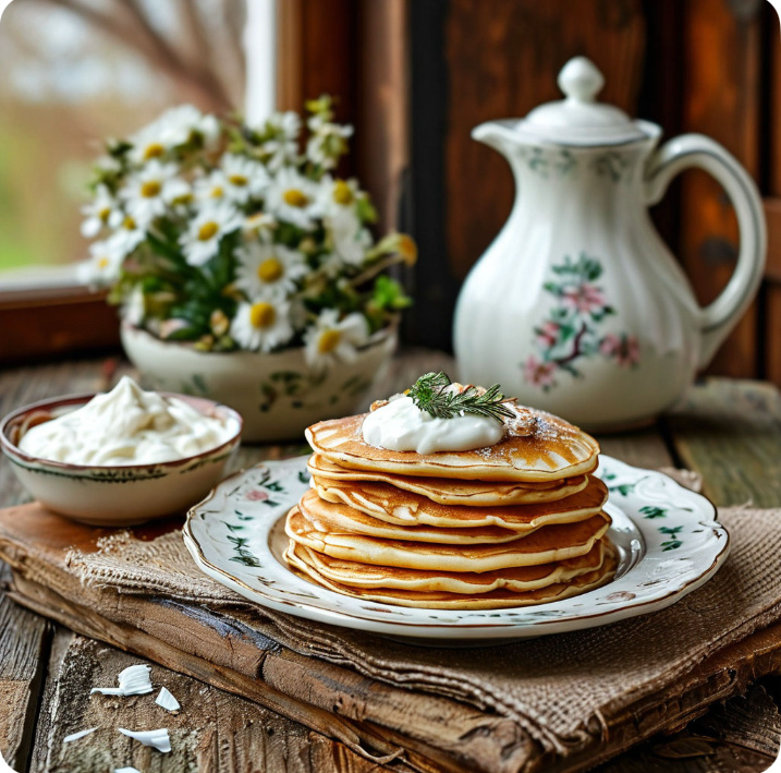 Лучше Шедеврума никто фотки не сделает. Блины, собственно, мы будем печь попозже, ближе к субботе.
