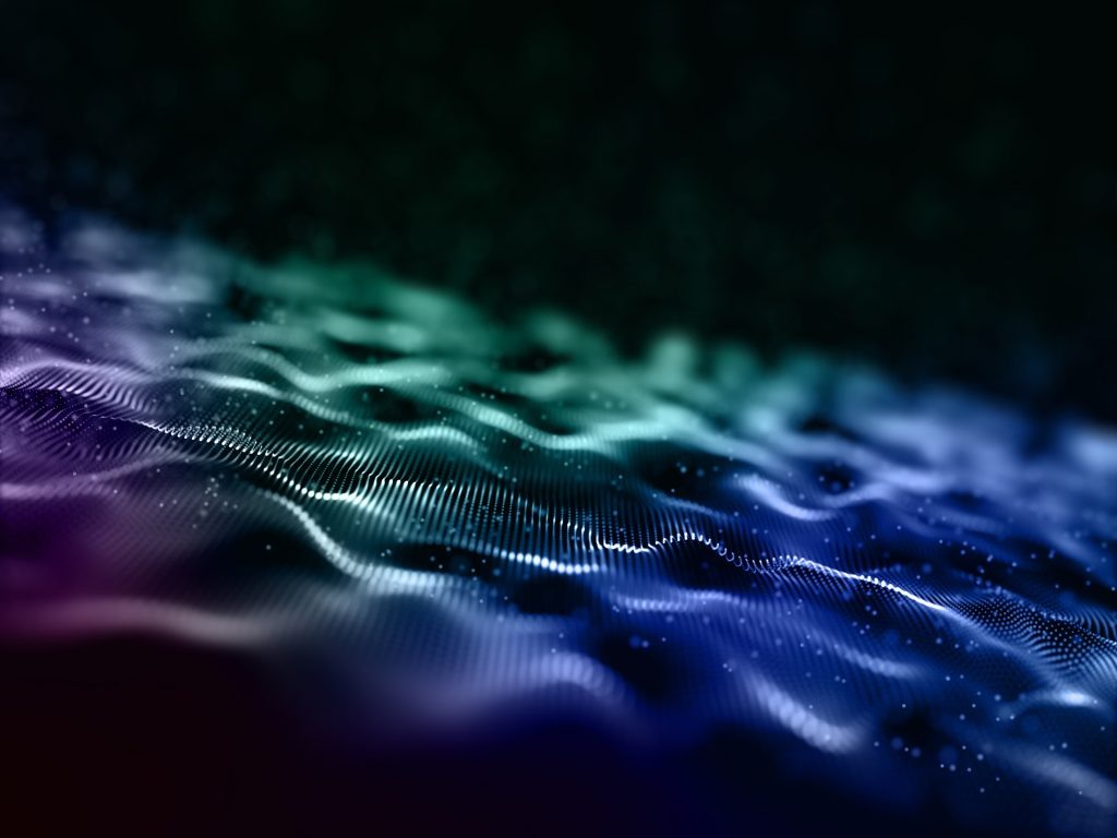    3D render of an abstract digital particle waves design background Игорь Моисеев