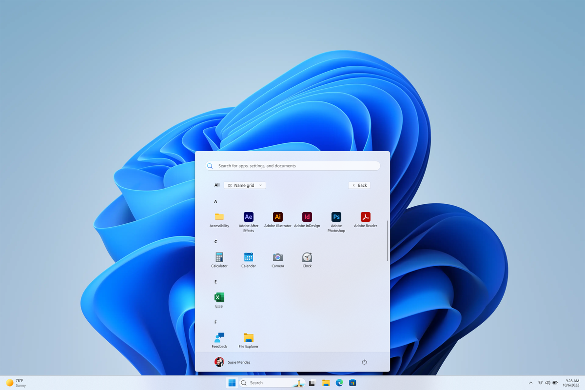    Группировка приложений в формате сетки