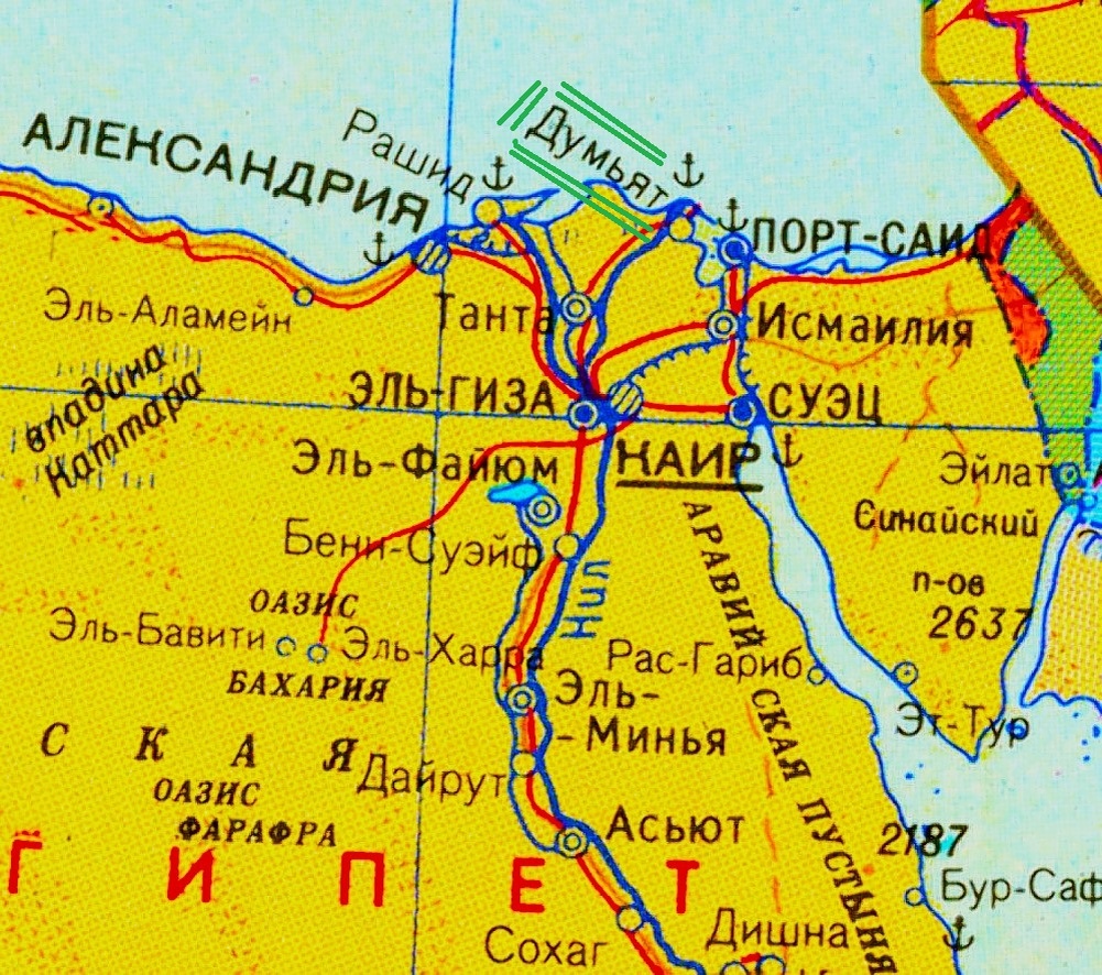 Современный порт Думьят (Думъят) – средневековая Дамьетта (Дамиетта) на политической карте Египта. Источник: https://yandex.ru/images