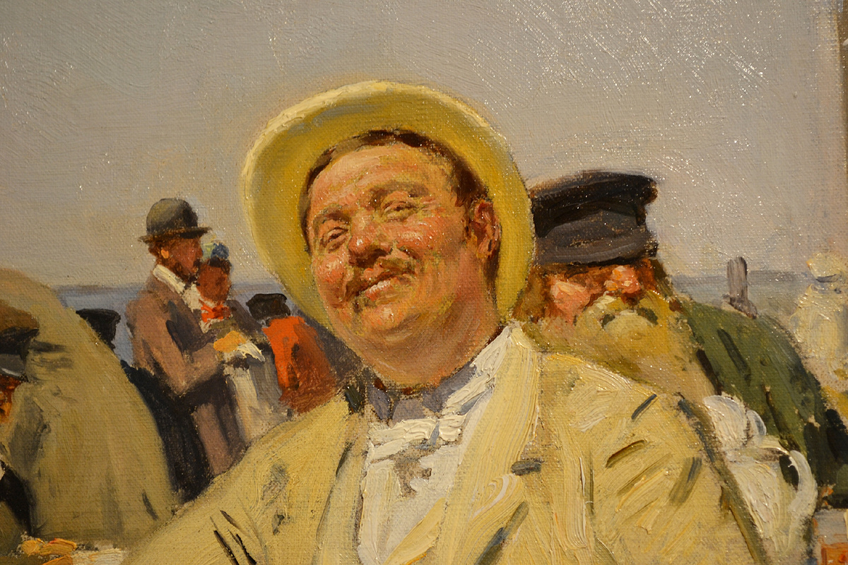 В.Е. Маковский. "На пароходе" 1900- е. Фрагмент. Из частного собрания. Фото автора 