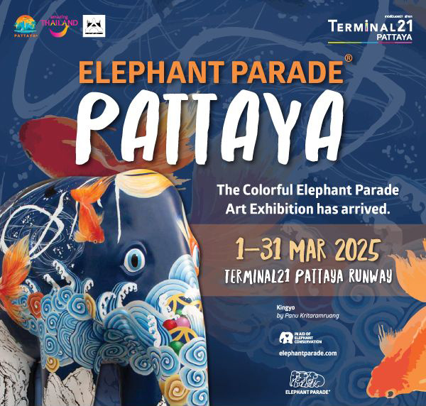 Выставка скульптур слонов в Паттайе