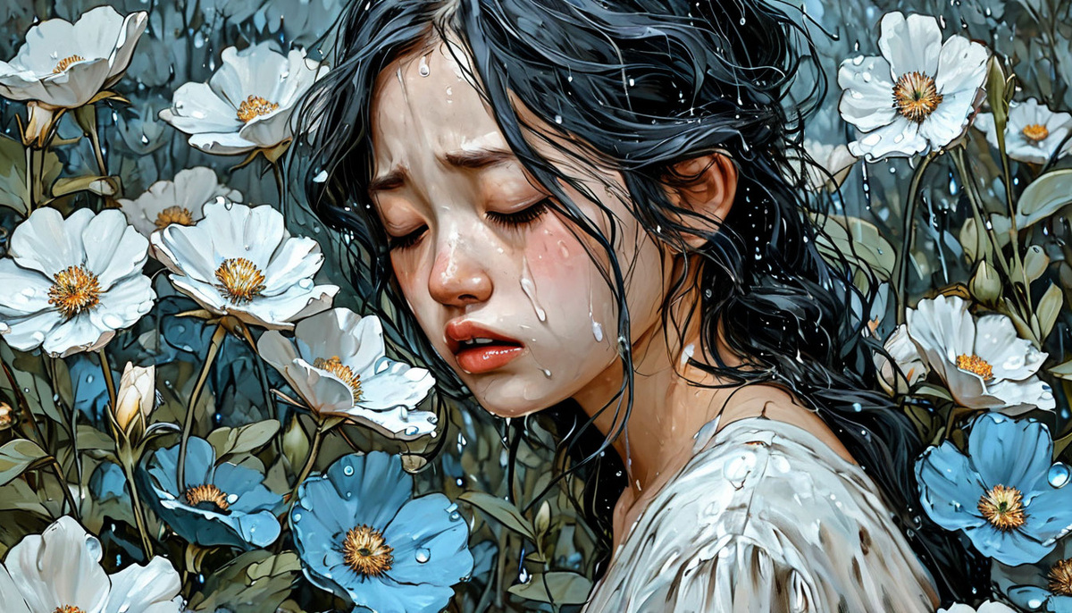 Дождь или слёзы? Изображение от ИИ Шедеврум