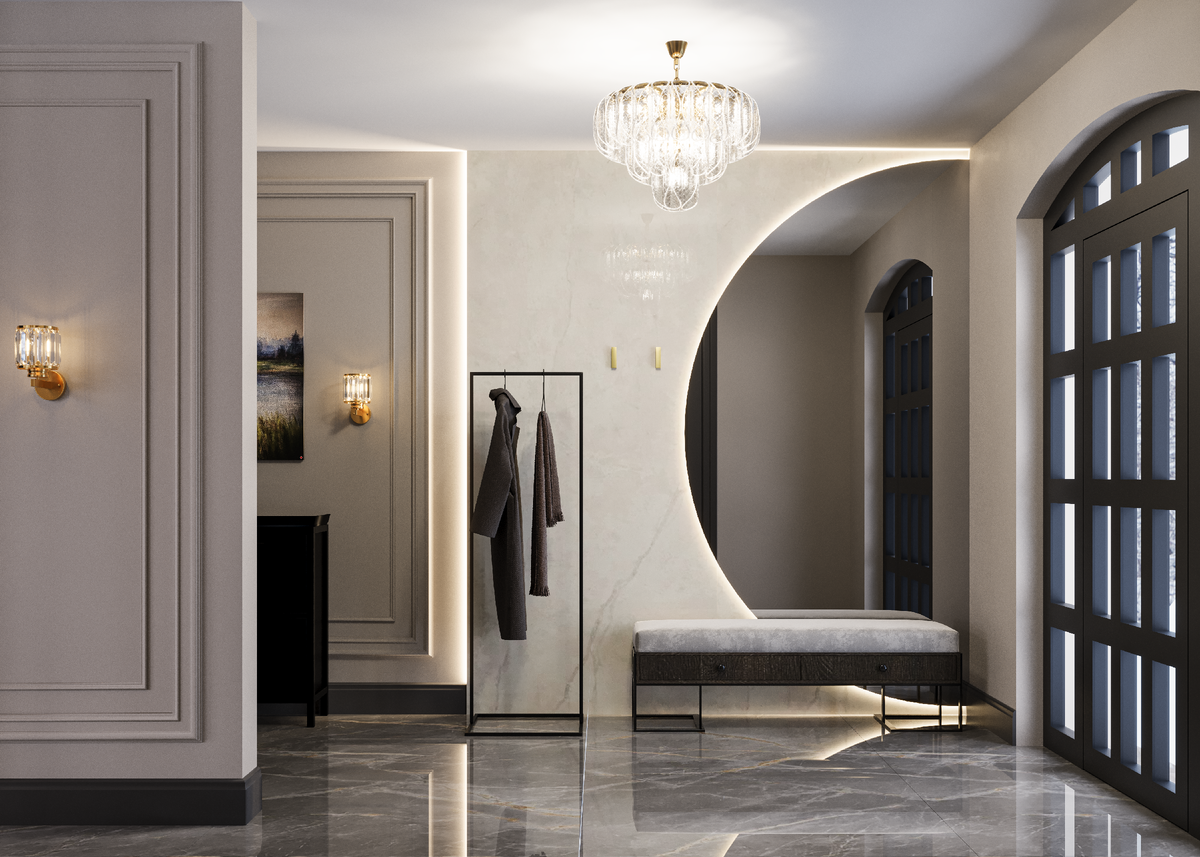 Лаконичная прихожая и гардероб.