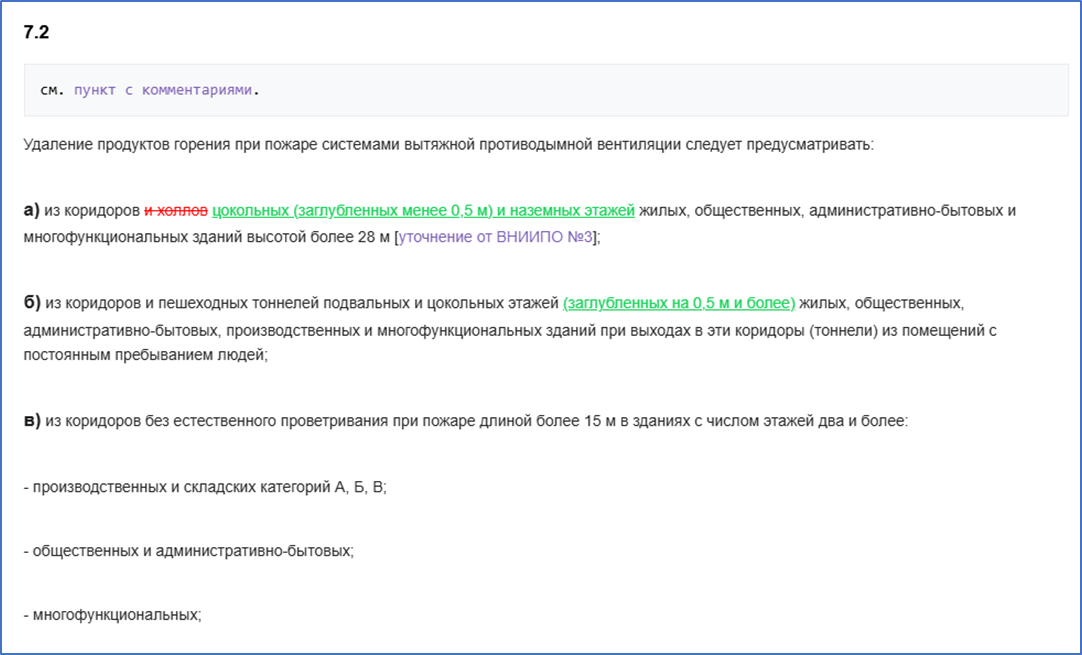 Рисунок 1 – Вырезка из редакции 1 проекта Изм.3 СП7.13130.2013, представленной на сайте https://aeropro.wiki