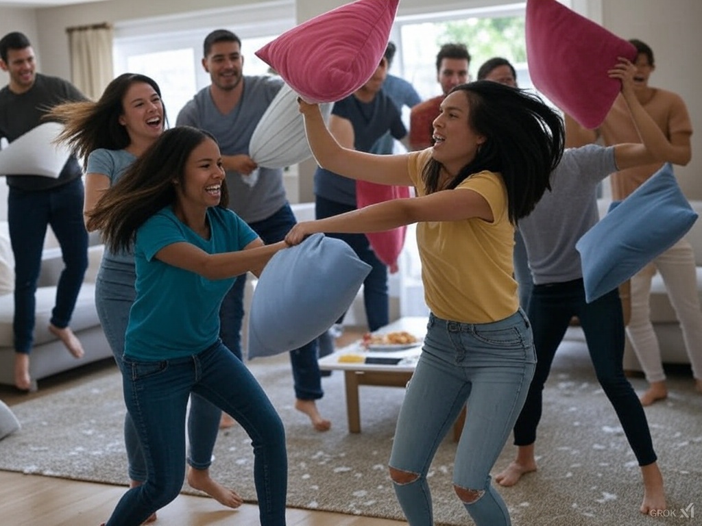 бои подушками