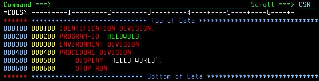 Программа "Hello World" на языке COBOL