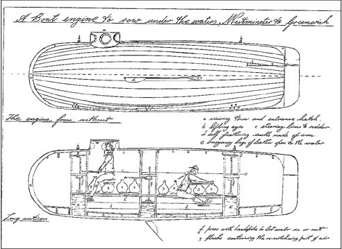 Рабочие чертежи для постройки копии субмарины Дреббелля, спроектированной судостроителем-реконструктором Марком Эдвардсом на основе современных технологий