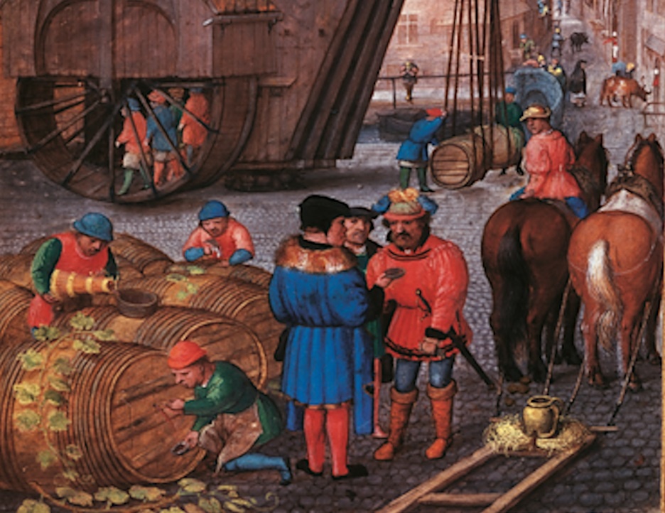 Винные ревизоры в Брюгге. Именно должность винного ревизора разыгрывалась в лотерее, состоявшейся в Брюгге в 1441 году. Фото: Bayerische Staatsbibliothek